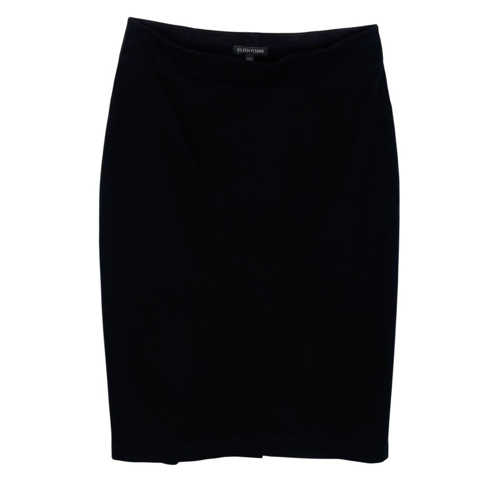 Eileen Fisher Womens‎ XS Black Italian Ponte Knit Pencil Skirt Stretch Career